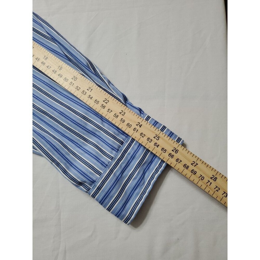 Ralph Lauren Adult Mens XL Blue Striped Classic Fit Long Sleeve Button Up Shirt - Picture 4 of 9